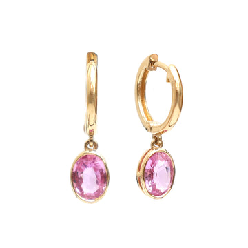 Pink Sapphire Bezel Set Oval Mini Earrings