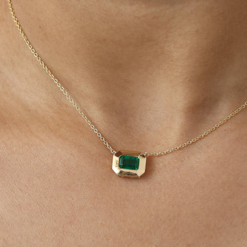 Emerald Pendant Necklace Gold | Emerald Cut Emerald Pendant