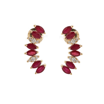 Ruby Diamond Climber Earrings Gold – Marquise Ruby Ear Crawlers