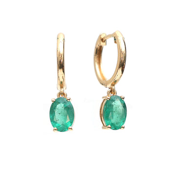Emerald Oval Prong Set Mini Earrings
