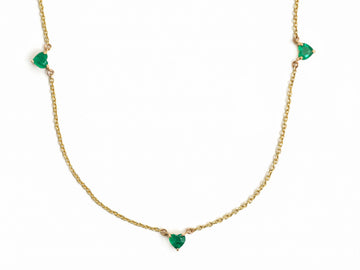 Emerald Heart Link Chain Necklace