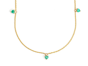 Emerald Prong Set Heart Shape Chain Necklace