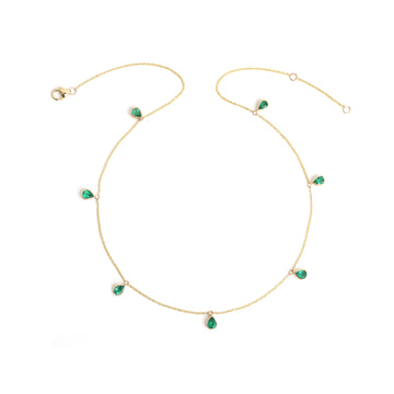 Emerald Bezel Set Pear Shape Chain Necklace