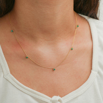 Emerald Prong Set Heart Shape Chain Necklace