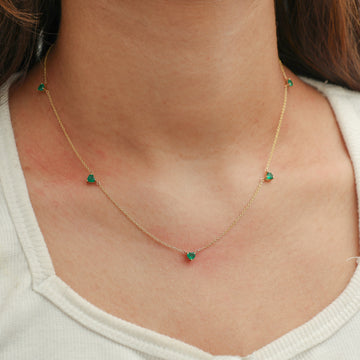 Emerald Heart Link Chain Necklace