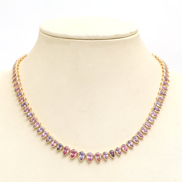 Pear Cut Pink & Purple Sapphire Necklace Gold
