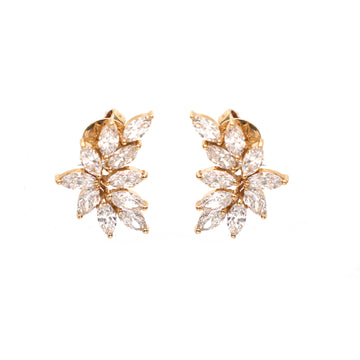 Marquise Lab Grown Diamond Cluster Stud Earrings in 14K/18K Solid Gold