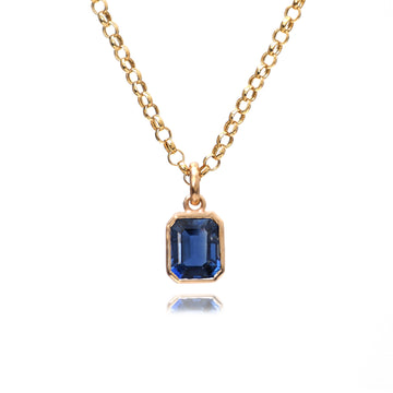 Blue Sapphire Octagon Bezel Set Pendant