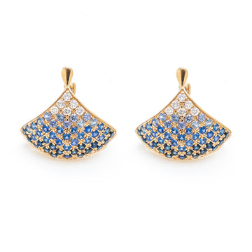 Blue Sapphire Diamond Earrings | 14K 18K Solid Gold Studs