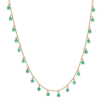 Emerald Pear Ball Chain Necklace