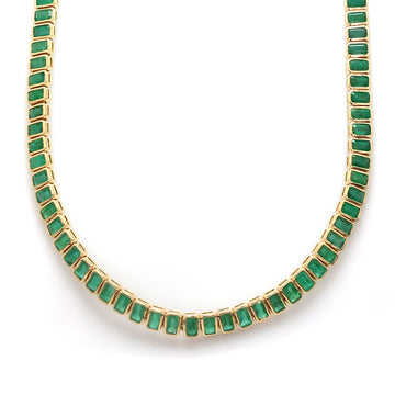 Emerald Bezel Set Tennis Necklace