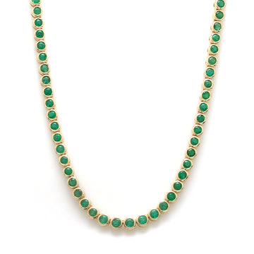 Emerald Tennis Half Necklace Gold | Bezel Set Paperclip Chain Necklace