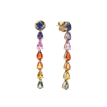 Rainbow Sapphire Pear Link Earrings