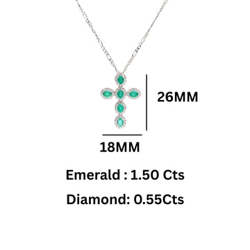 Emerald Diamond Cross Pendant Necklace Gold | Jewels Park