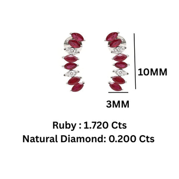 Ruby Marquise Climber Earrings Gold Diamond Accent Fine Jewelry