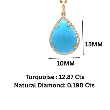 Turquoise Diamond Teardrop Pendant Gold | Diamond Halo – Jewels Park