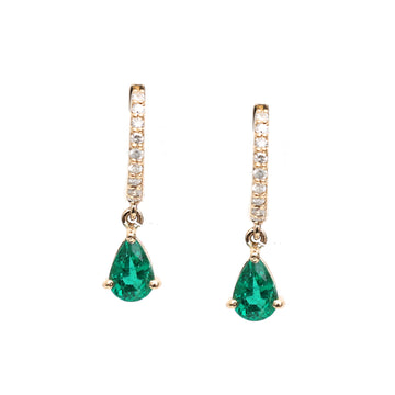 Emerald Pear Diamond Mini Huggies Earrings