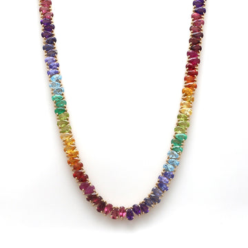 Rainbow Sapphire Octagon Charms Necklace