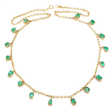 Emerald Mix Shape Link Chain Necklace