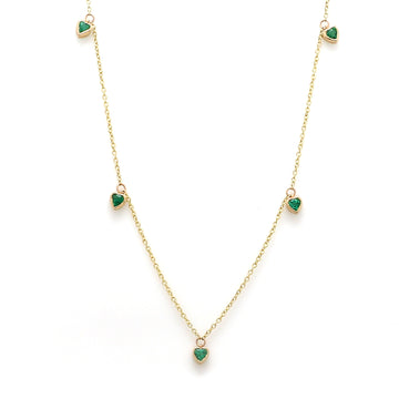 Emerald Heart Bezel Set Charms Necklace