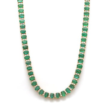 Emerald and Diamond Necklace in Solid Gold – Luxe Tennis Style
