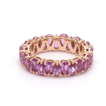 Pink Sapphire Pear Upside Down Eternity Band Ring