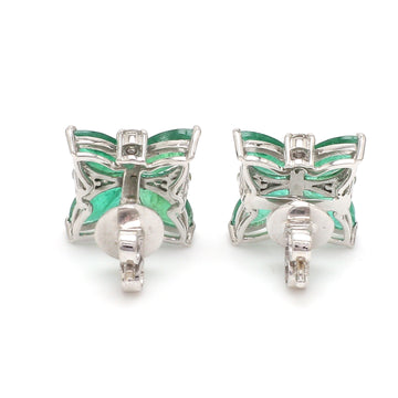 Emerald Oval Diamond Floral Earring