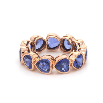 Blue Sapphire Heart Bezel Set Ring