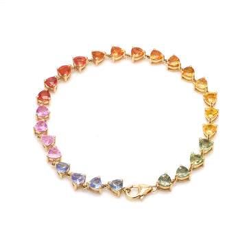 Rainbow Sapphrie Trillion Link Chain Bracelet
