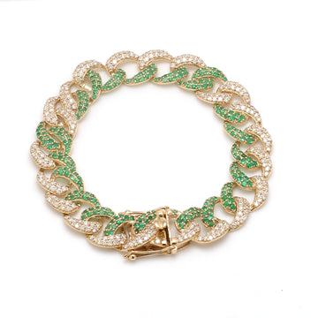 Emerald and Diamond Cuban Chain Bracelet