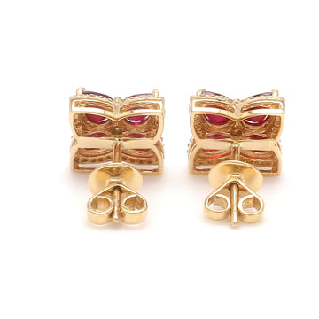 Ruby Pear Floral Studs With Diamond