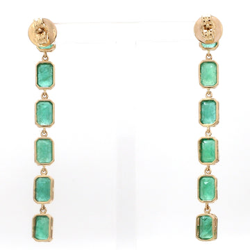 Emerald Octogen Bezel Set Link Earrings