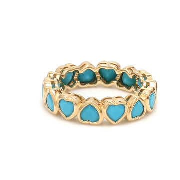 Turquoise Heart Eternity Band Gold | Turquoise Bezel Set Ring