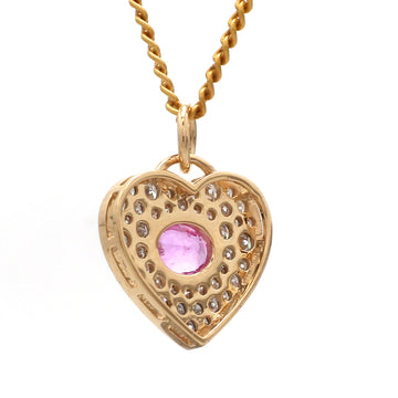Pink Sapphire Oval Diamond Heart Shape Black Pendant