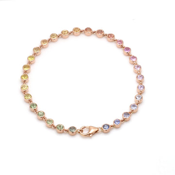 Rainbow Sapphire Pastel Link Chain Bracelet