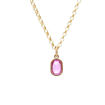 Pink Sapphire Cushion Charm Pendant