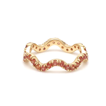 Orange Sapphire Eternity Wave Ring in 14K 18K Solid Gold