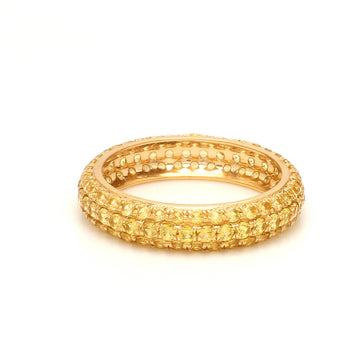 Yellow Sapphire Pavé Ring in Solid Gold – Eternity Band Ring
