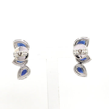Blue Sapphire & Diamond Climber Earrings Gold – Halo Ear Crawlers