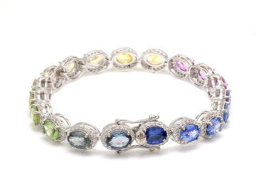 Rainbow Sapphire Oval Diamond Bracelet