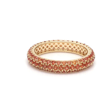 Orange Sapphire Eternity Band | 14K 18K Solid Gold Full Pave Ring