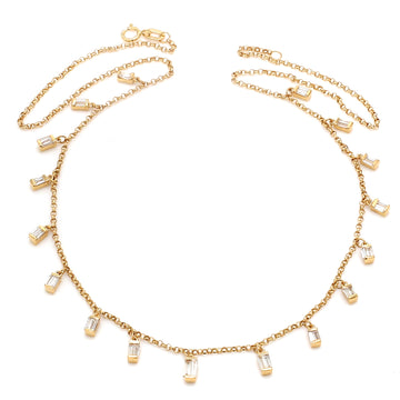 Diamond Baguette Link Chain Necklace
