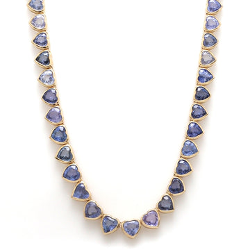 Blue Sapphire Heart Necklace Gold – Gradient Sapphire Necklace