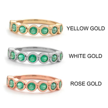 Emerald Bezel Band Gold – Natural Emerald Half Band Ring | Jewels Park