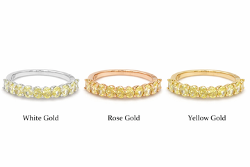 Yellow Diamond Oval Cut Half Band Ring Gold