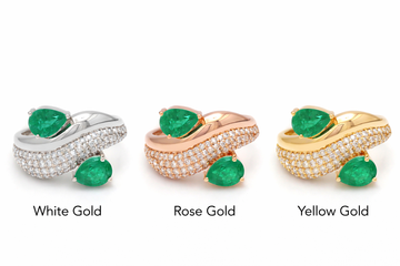 Pear Cut Emerald Bypass Ring Gold | Pavé Diamond Statement Ring | Double Emerald Wrap Ring | Fine Jewelry by Jewels Park