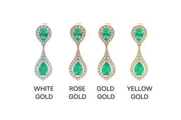 Emerald Double Drop Halo Earrings Gold | Natural Pear Emerald Dangles – Jewels Park