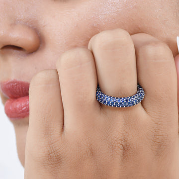 Blue Sapphire Pave Set Inside Out Ring