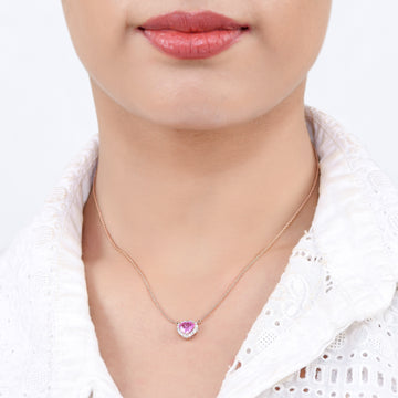 Pink Sapphire Heart With Diamond Pendant Gold