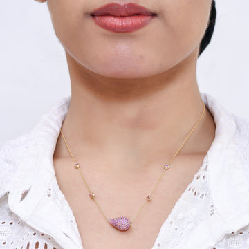 Pink sapphire Pave Drop Pendant